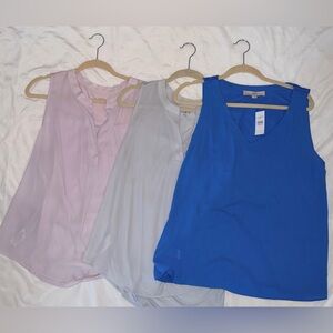 Women's Sleeveless Blouse Set - Blue, Light Blue, and Light Purple